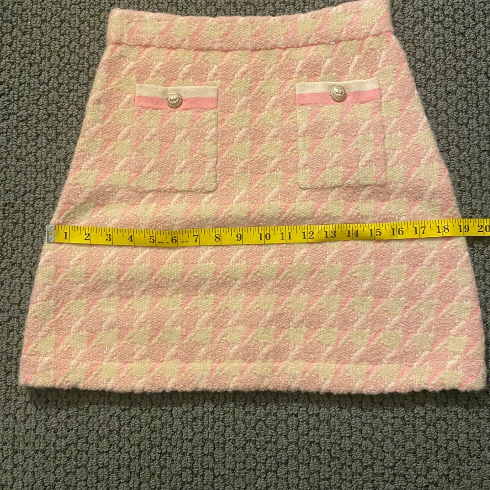SANDRO Louisa Houndstooth Jacquard-Knit Mini Skirt 4(S) Pink Coquette Preppy NEW - Picture 13 of 15